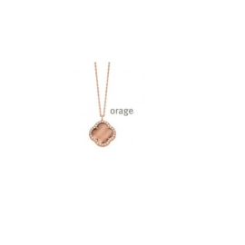 Orage zilveren ketting met hanger met bruine cubic zirconia, rosé verguld