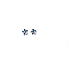 Orage Kids zilveren oorbelletjes bloempje blauw