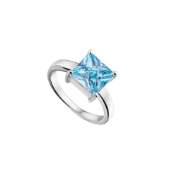 New Bling zilveren ring met aquablauwe cubic zirconia