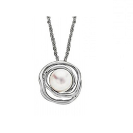 Lotus Style ketting met parelhanger - edelstaal