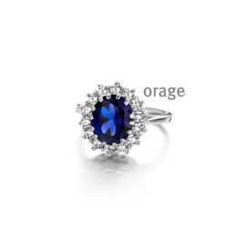Orage zilveren ring met blauwe cubic zirconia