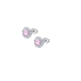 Lotus Silver zilveren oorbellen met witte en roze cubic zirconia
