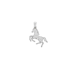 Zilveren hanger paardje met cubic zirconia