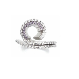 Zilveren ring met lila cubic zirconia
