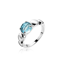 Zinzi zilveren ring met aquablauwe cubic zirconia