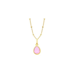 Lotus Silver zilveren ketting met hanger met roze cubic zirconia, geel verguld