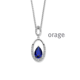 Orage zilveren ketting met hanger met witte en blauwe cubic zirconia