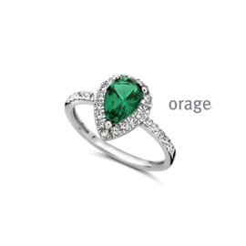 Orage zilveren ring met donkergroene cubic zirconia