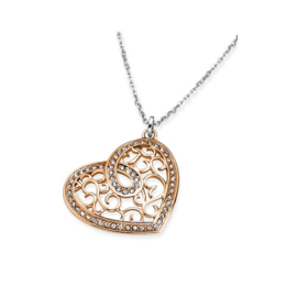 Lotus Style ketting met hanger 'hart' - edelstaal