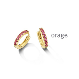 Orage plaqué gouden klapcreooltjes met rozerode cubic zirconia