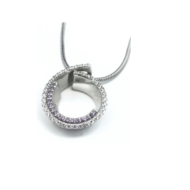 Zilveren ketting met hanger met lila cubic zirconia