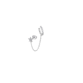 Lotus Silver zilveren oorbel ster met ketting en helix earcuff