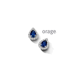 Orage zilveren oorbellen met blauwe en witte cubic zirconia