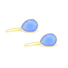Zilveren oorbellen met blauwe chalcedoon, geel verguld