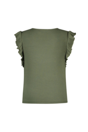 Flo Flo girls rib shirt with ruffle Army