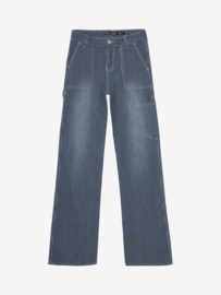 Indian Blue Wide Worker Striped Pants