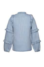 Flo Carlijn Flo girls chambray blouse with ruffles on sleeves