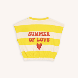 CarlijnQ Stripes yellow - balloon top with embroidery