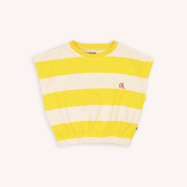 CarlijnQ Stripes yellow - balloon top with embroidery