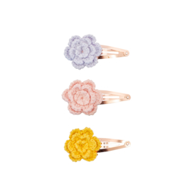 Global Affairs Hairclips Crochet Flowers 3 kleuren