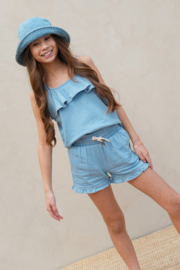 Flo Cisse Flo girls chambrey top with ruffle