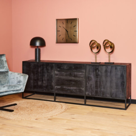 DRESSOIR FSDE ZWART MANGOHOUT 210CM