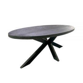 OVALE TAFEL ZWART MANGOHOUT SIDNEY