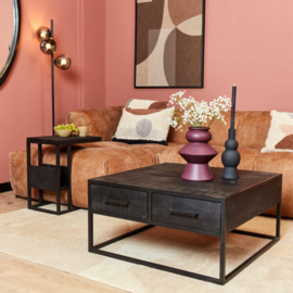 SALONTAFEL FSDE ZWART MANGOHOUT 2 LADES 80CM