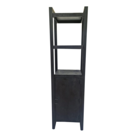 BOEKENKAST FSBO ZWART MANGOHOUT 1 DEUR 55CM
