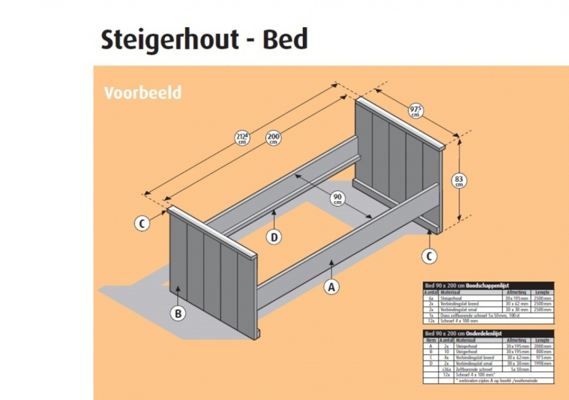 Bekritiseren Bij naam Het pad Bed steigerhout Basic 90x200 | DoeHetZelf Pakketten | KSK Houten meubelen