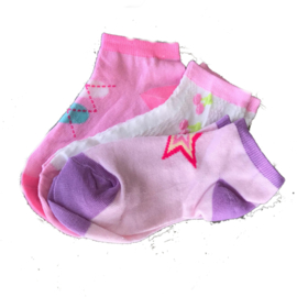 3-Pak RUINUR Kindersokken Roze - Sneaker Meisjessokken - antibacteriële sokken