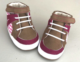 Sneakertjes Roze met bruin - (0-15 maanden) - Baby schoentjes meisje