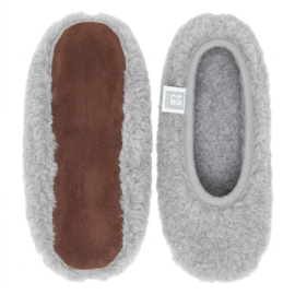 Ballerina sloffen van 100% schapenwol – grijs – met antislipzool