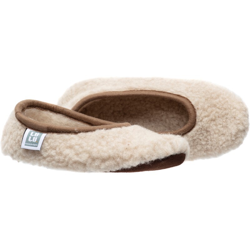 Wollen ballerina-sloffen in naturel bruin