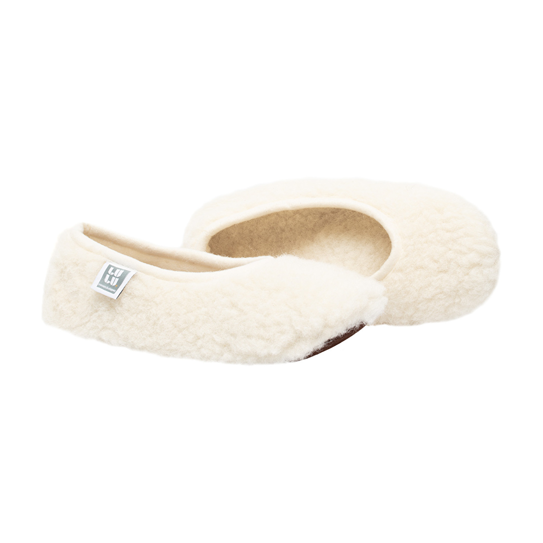 Wollen ballerina-sloffen in naturel