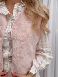 Faux fur gilet roze