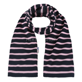 Bretonse sjaal 140x15 cm   Marineblauw - Roze