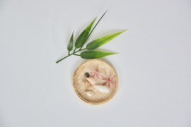 Bamboe Schaal met schelpen en bloemen