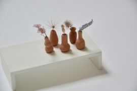 Terracotta vazen met droogbloemen