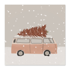 Mini-kaart Kerstboom auto