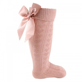 ROSE GOLD knielengte sokjes met strik