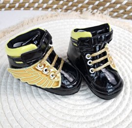 Schoentje black/gold vleugels