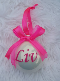 Kerstbal naam strik 7 cm