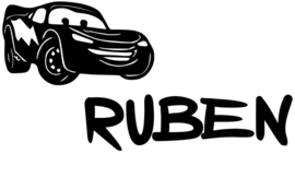 Deursticker met naam en auto