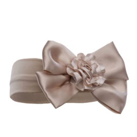 Haarband strik met bloem ( koffie)