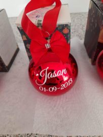 Kerstbal Rood naam geboortedatum