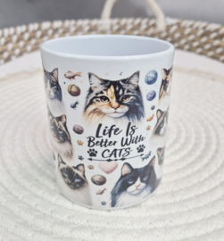 Mok Life is better with Cats (wit)