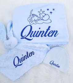 Set deken draakje, knuffeldoek, muts