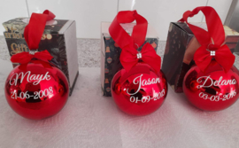 Kerstbal Rood naam geboortedatum