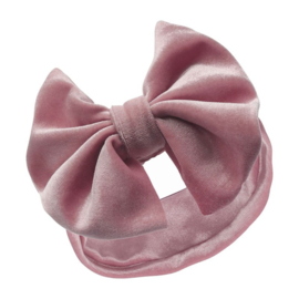 Haarband velours grote strik, rosé/goud